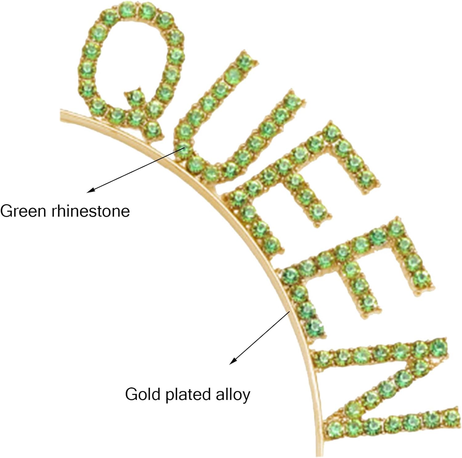 Birthday Gift for Girls,Green Satin Glod Glitter Sash Rhinestone Headband for Women,Crowns Tiaras Decorations Supplies for 16,18,21,30,40,50 or Any Other Birthday Party - Image 8