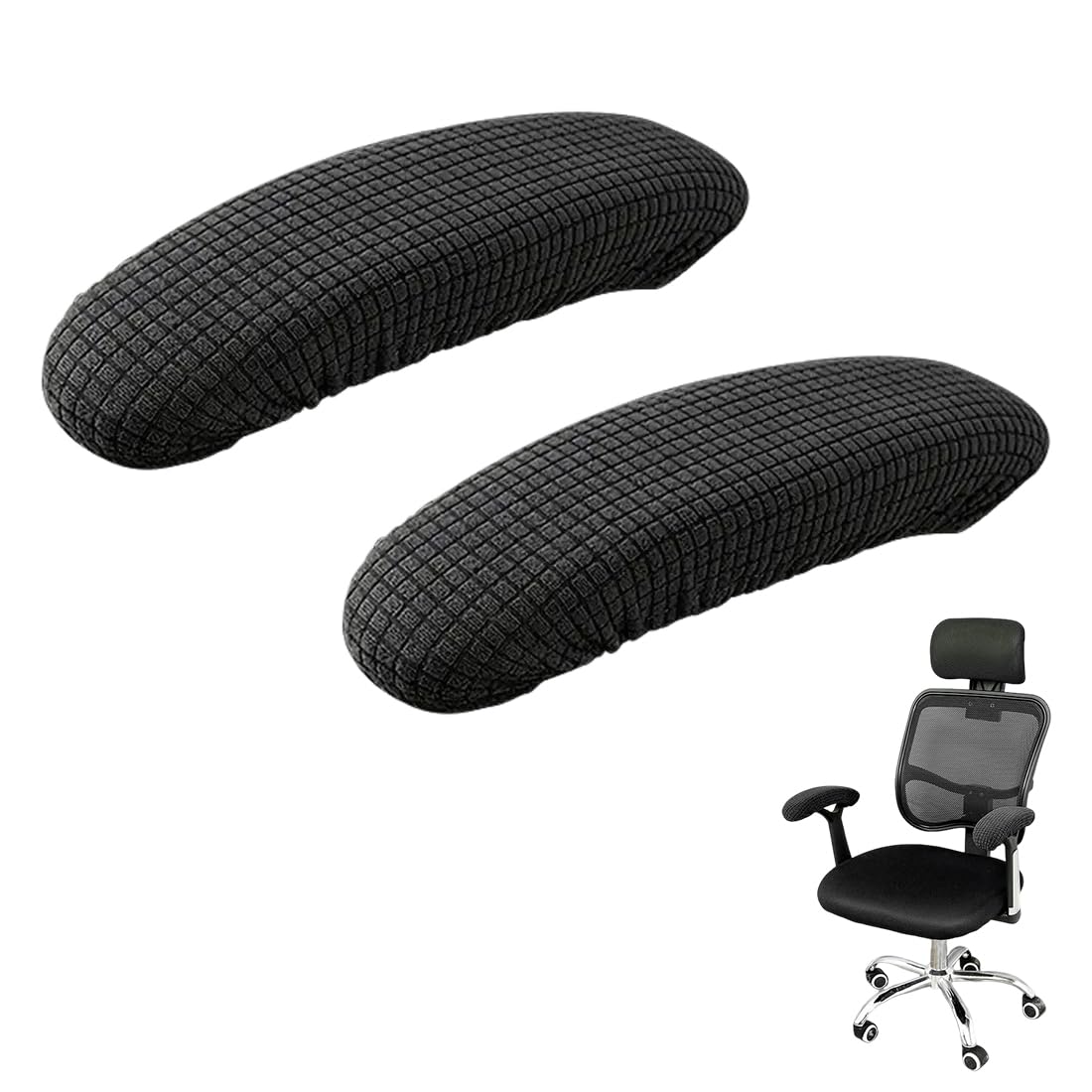 Copribraccioli Per Sedia Ufficio - 2 Pezzi, Elastici, Lavabili, In Poliestere Nero