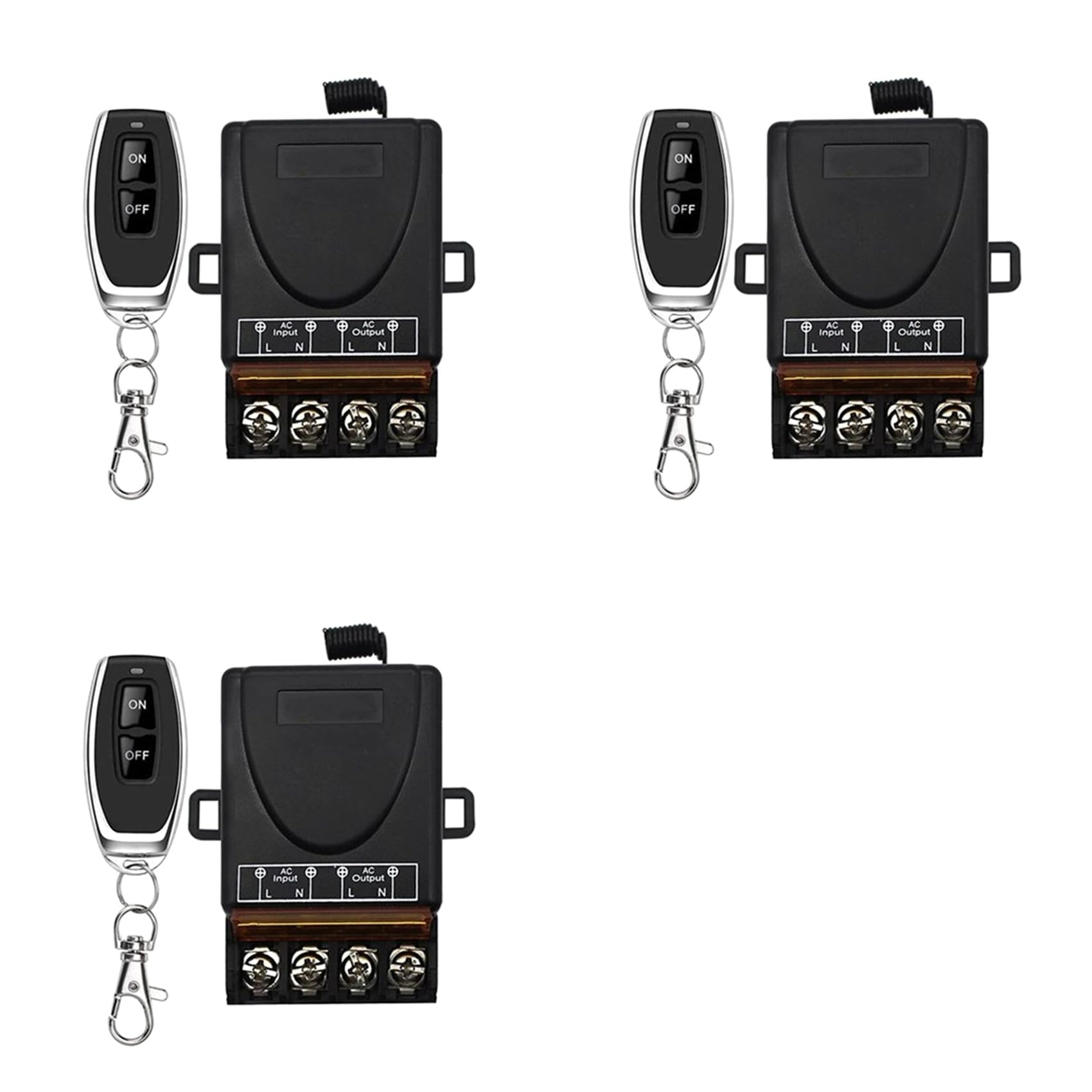 Jnchdghwa Black 3X Ac 220V 30A 1Ch 433Mhz Wireless Remote Control Switch Relay Receiver Off/On Transmitter