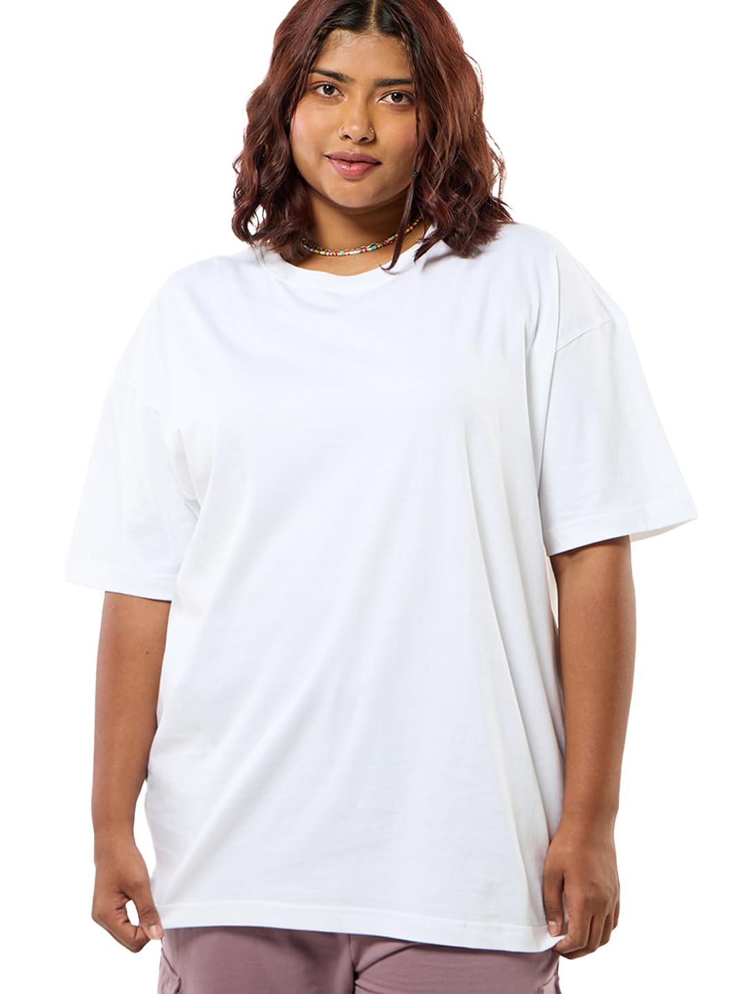 bewakoof Women's Solid Black Round Neck Short Sleeve Oversized Fit T-Shirt-picture-16