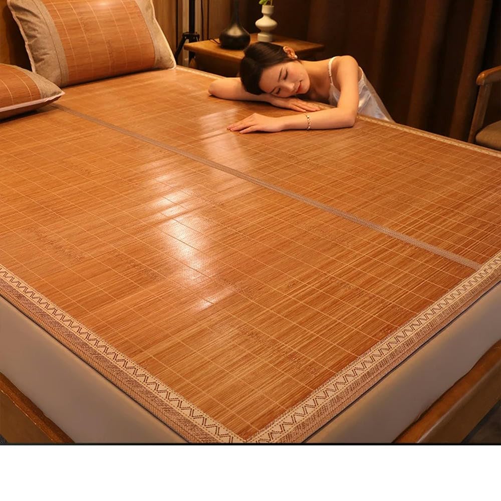 Tapis rafraîchissant en Bambou pour l'été, Matelas Pliable en Soie glacée, Double Usage, Double Face, pour dortoir d'étudiants