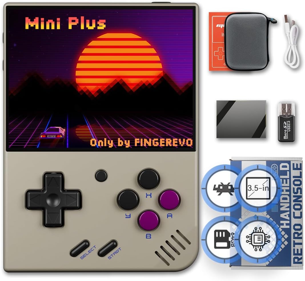 - Miyoo Mini Plus Handheld Game Console 3.5-inch 640*480 IPS Screen 3000mAh Miyoo-mini+ with Portable Case Retro Gray