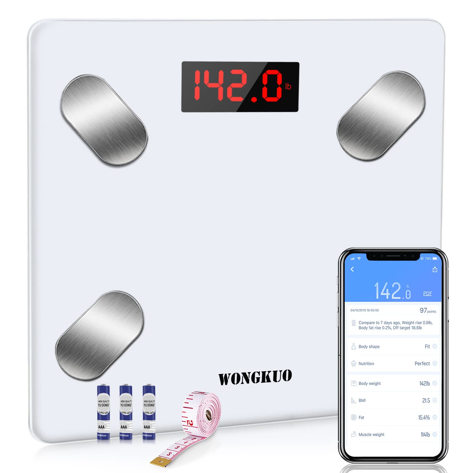 WONGKUO Digital Scales Body Weight Digital Bathroom Weighting Scales