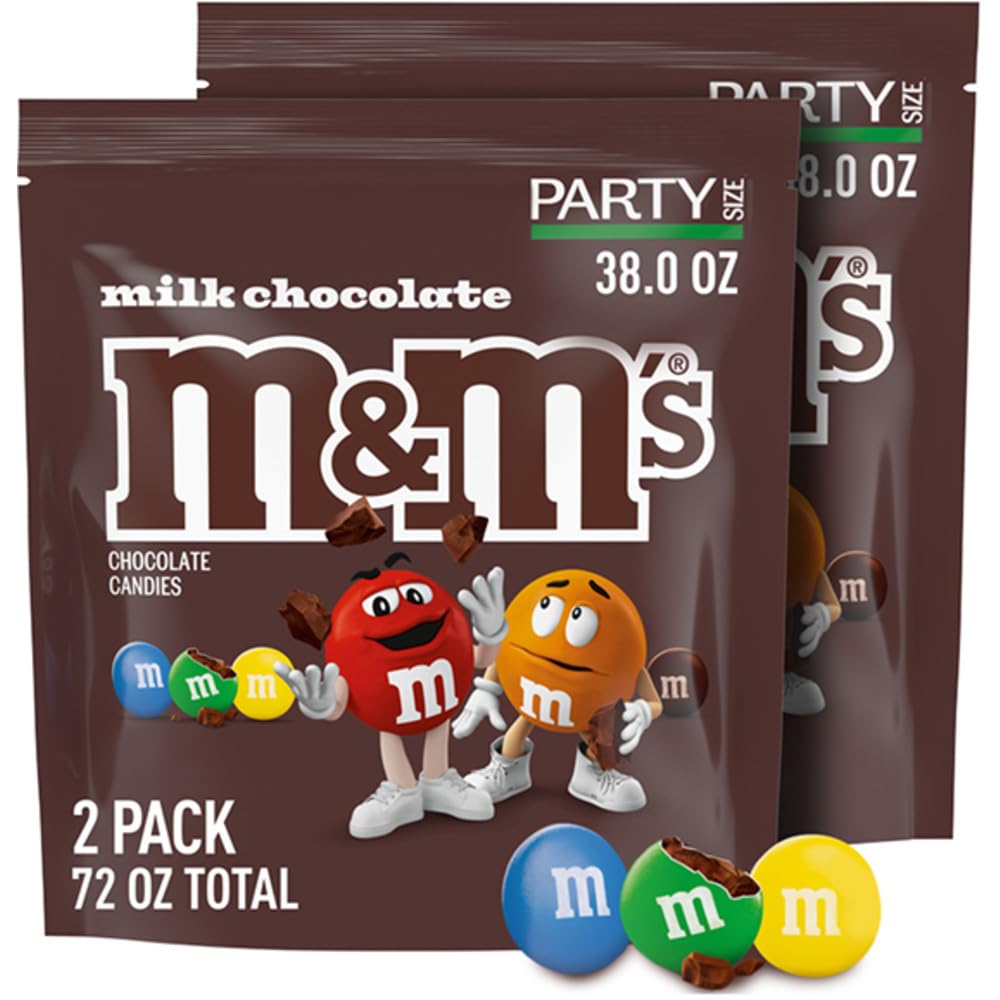 M&M'S Milk Chocolate Candy, Party Size, 38 oz Bag (Pack of 2)