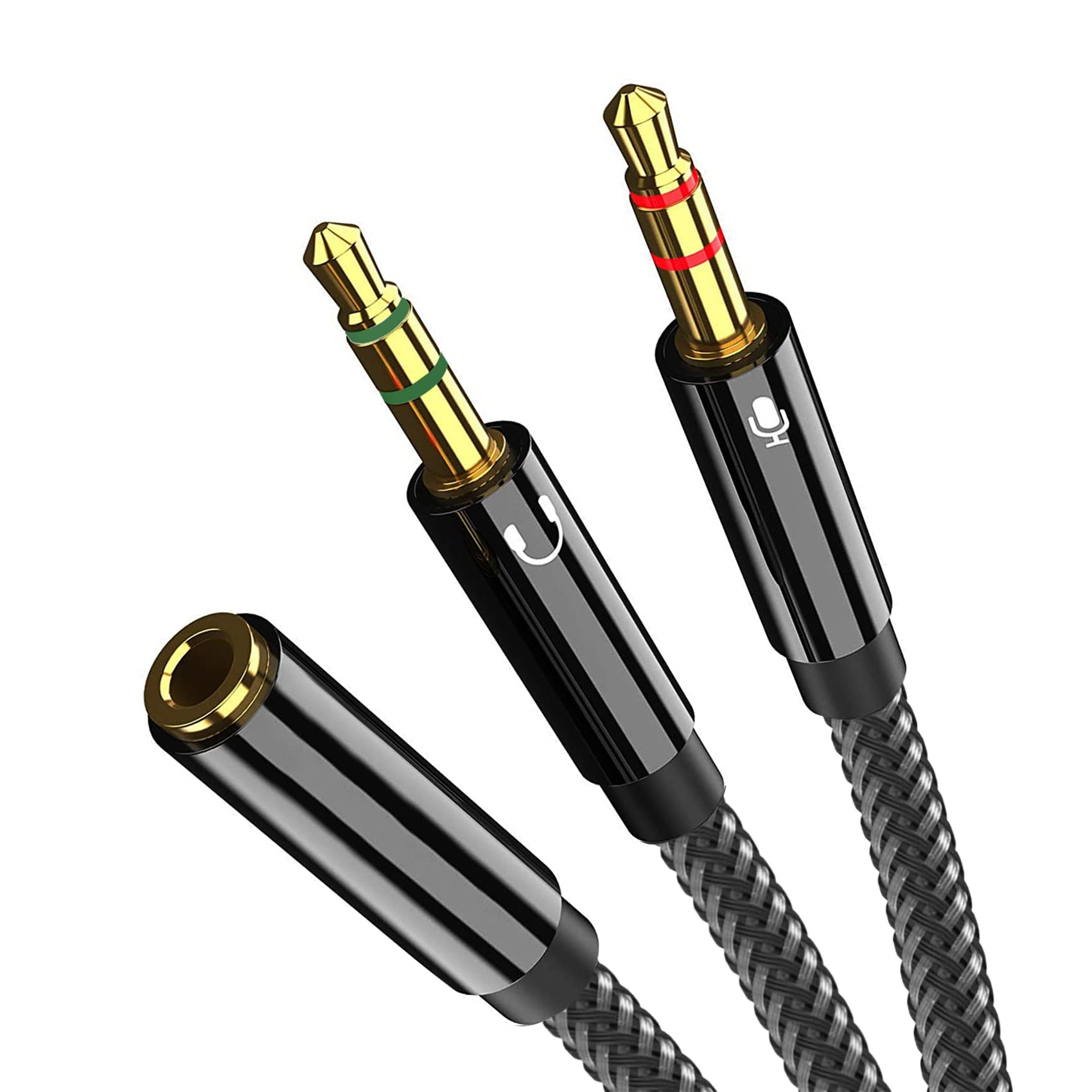 Cavo Audio Splitter 3.5mm – Adattatore Jack Doppio Maschio A Femmina Per Cuffie E Microfono (150cm, Nero)