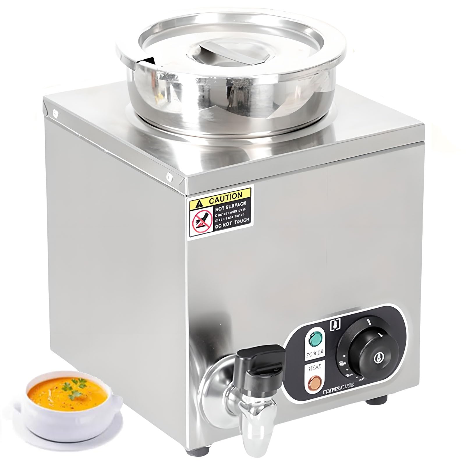 Scaldavivande elettrico commerciale, in acciaio inox, temperatura regolabile 50-85 ℃, scaldabagno da banco per catering e feste, doppia testa 7L