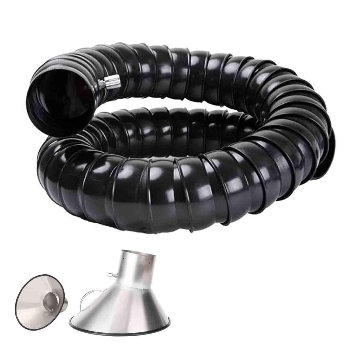 Brazo colector de conductos industriales con capucha de acero inoxidable, manguera articulada dura para extracción de humos en HVAC, fábrica, carpintería y aplicaciones de laboratorio