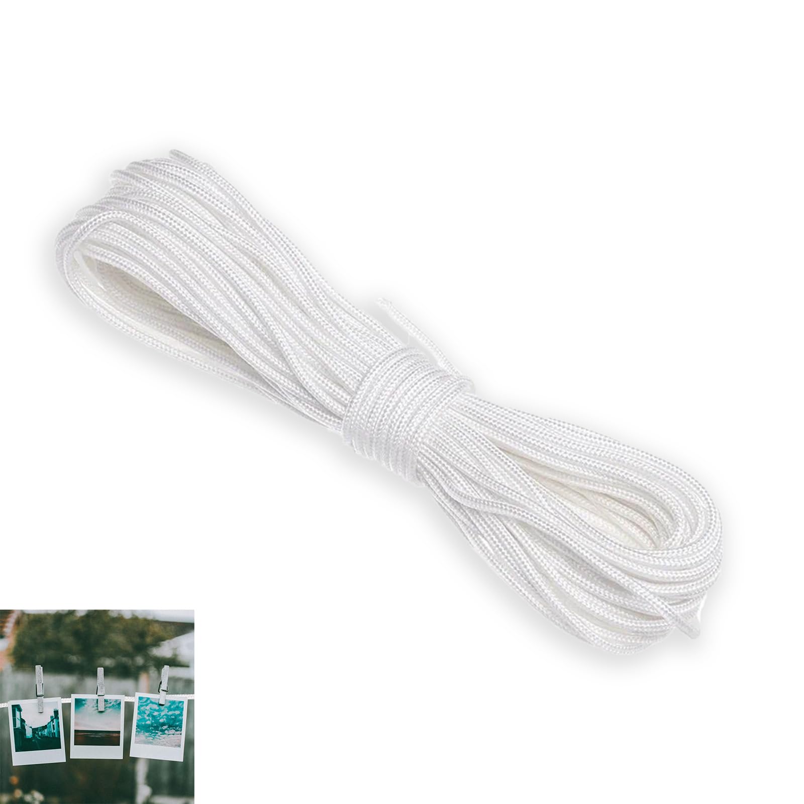 Pence & Moon Collective White 20 Metres 2.5Mm Nylon Picture Hanging Cord Heavy Duty Nylon Cord For Pictures Frame String, 30Kg Capacity, Perfect For Mirrors, Paintings, Decor & Craft Projects