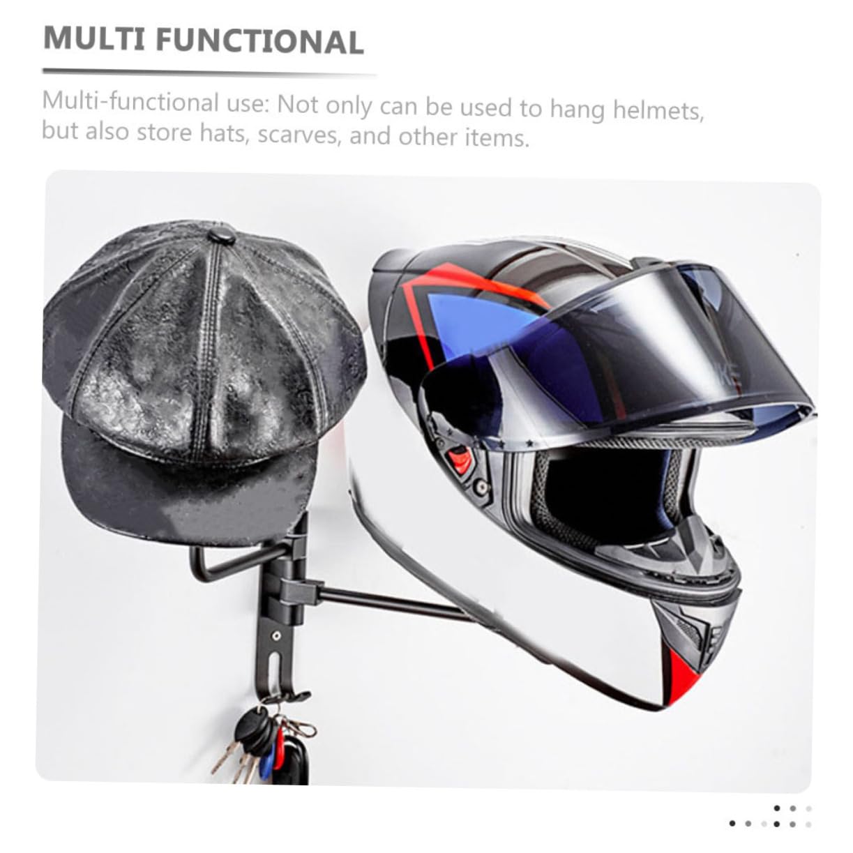 ABOOFAN Support Mural Casque Double Inoxydable et Porte Casque Polyvalent pour Chapeaux et Accessoires Rack de Rangement Mural Robuste et Facile à Installer