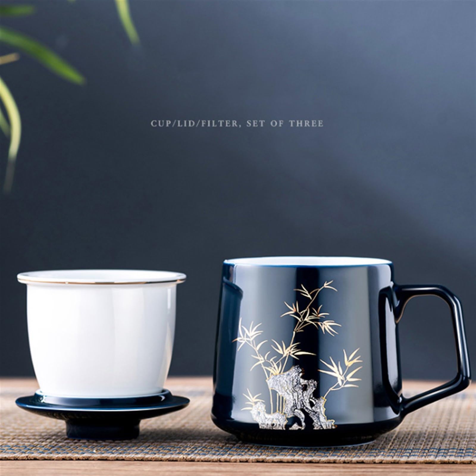 Taza de té de cerámica resistente al calor, tazas de té chino de alta calidad para el hogar y práctico juego de té de Kung Fu, juego de té de viaje para los amantes del té (juego de bambú)