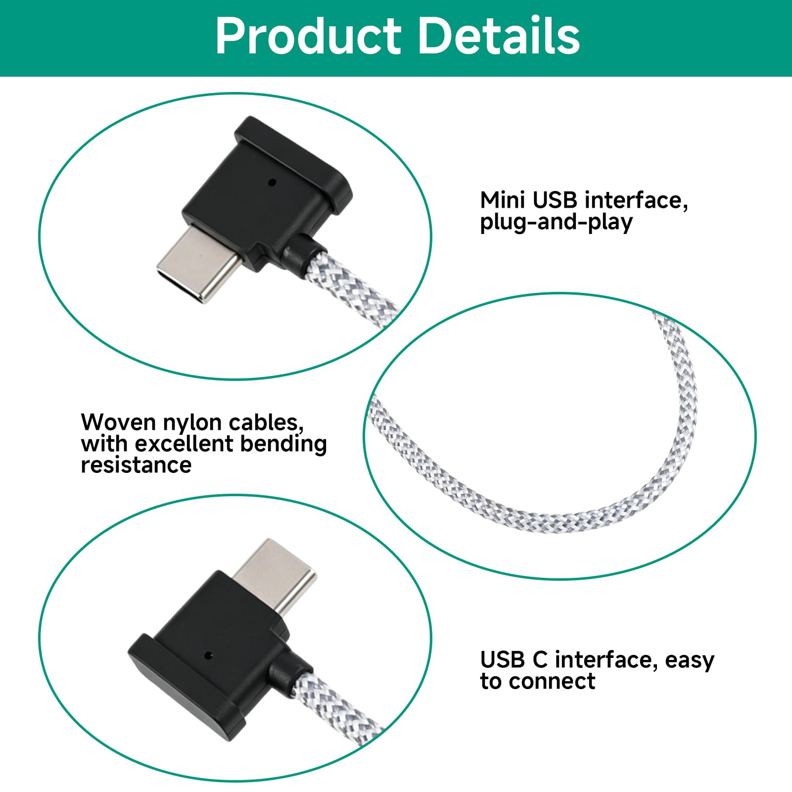 USB C auf USB C Kabel für DJI Mini 2 Mavic 3 Air 2S Mavic Air 2, Fernbedienung Kabel USB C auf USB C OTG RC Geflochtenes USB-C Controller Kabel 15cm Smartphone Tablet Drohnensteuerung Datenübertragung