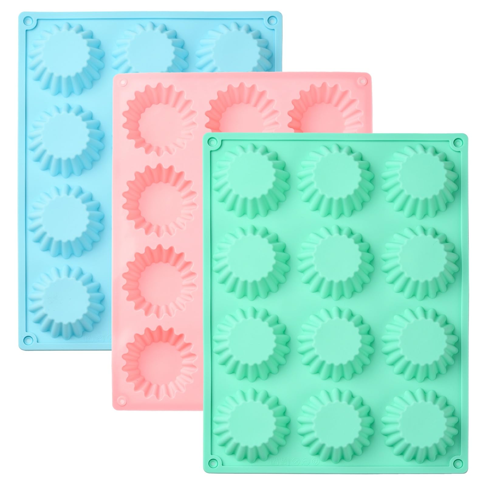Stiesy 3Pcs Silicone Cake Cup Moulds Reusable Silicone Chocolate Candy Mould Nonstick Cupcake Butter Cup Molds for Muffin Baking DIY Soap Pudding Cookies Treats Birthday Gifts