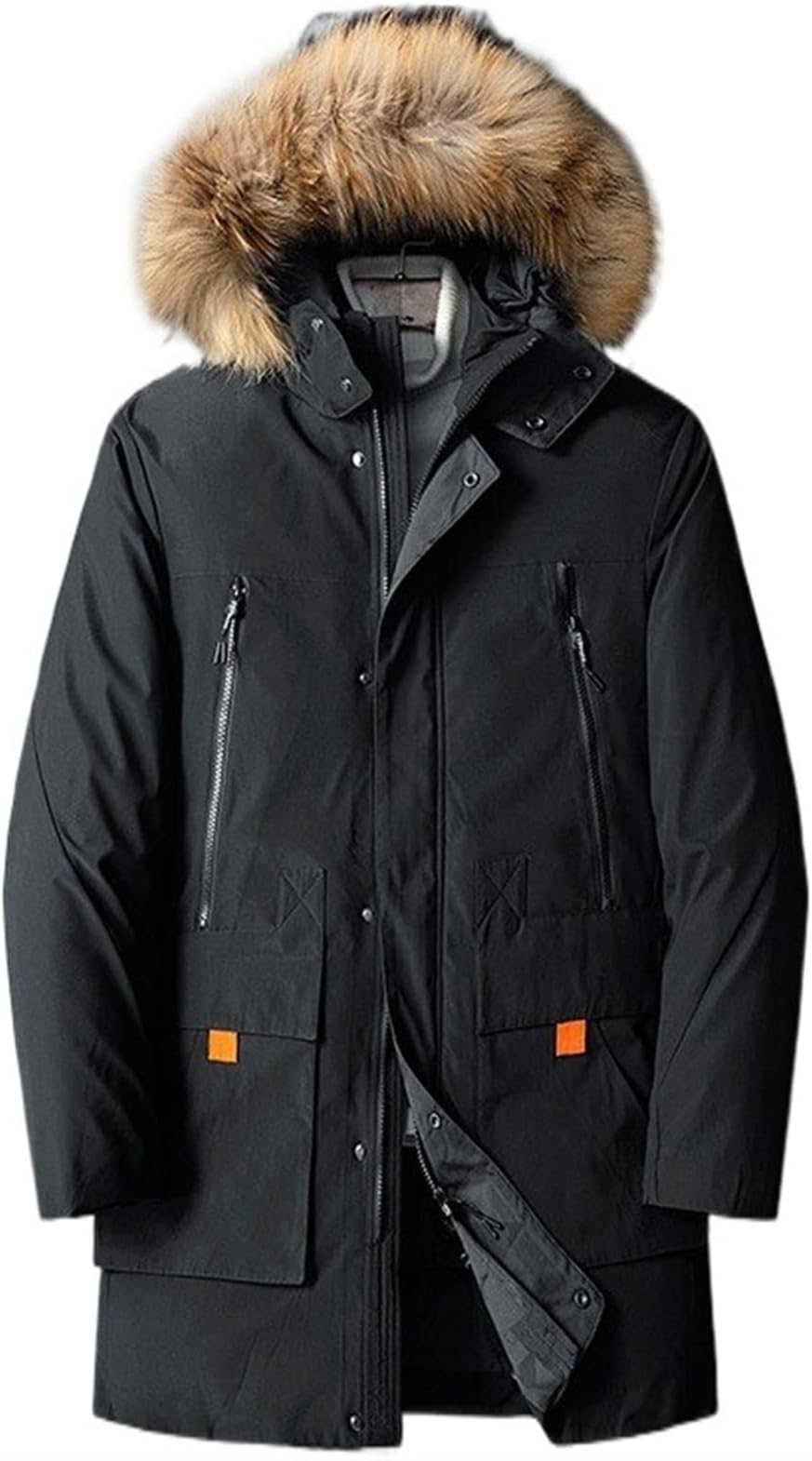 TEDNIDS Winter jackets for men Winter Thick White Duck Down Jacket Men Casual Long Parkas Fur Hooded Down Outwear Coats Waterproof Windbreaker Plus Size 8XL(Hortel�,8X-Large)