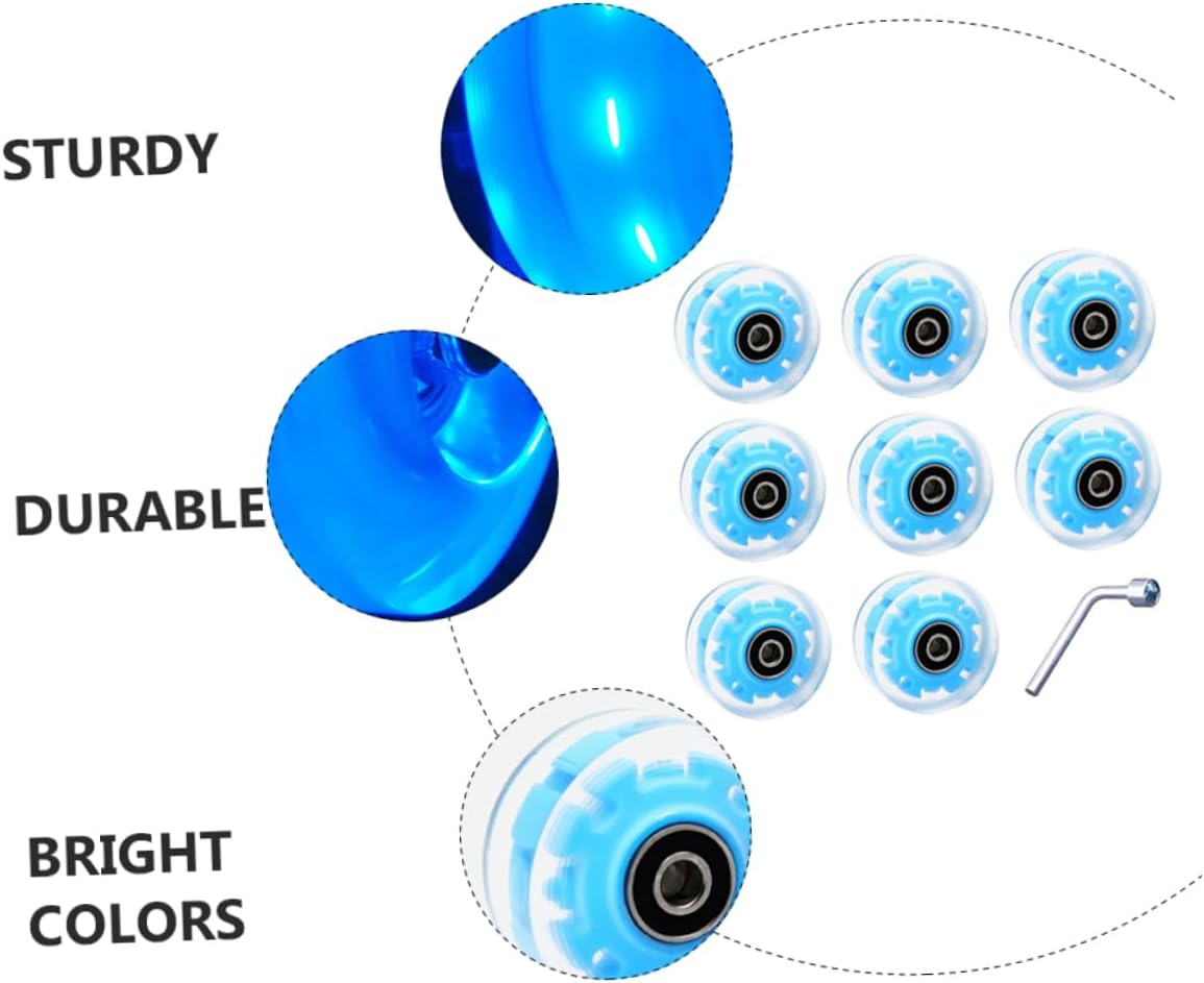 1set Pu Roller Skating Wheels Bearings Glow Wheels for Quad Skates for Outdoor and Indoor Skating Activities
