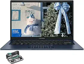 ASUS Notebook Vivobook 14, tela LED IPS 1920 x 1080 (Full HD), Intel i5-120U, Deca-Core, 8 GB de RAM, SSD de 256 GB, HDMI, azul silencioso, Windows 11 Home no modo S, TWE fones de ouvido sem fio