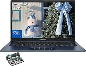 ASUS Notebook Vivobook 14, tela LED IPS 1920 x 1080 (Full HD), Intel i5-120U, Deca-Core, 8 GB de RAM, SSD de 256 GB, HDMI, azul silencioso, Windows 11 Home no modo S, TWE fones de ouvido sem fio