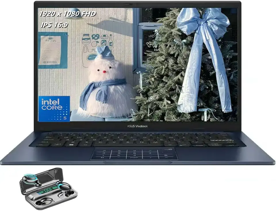 ASUS Notebook Vivobook 14, tela LED IPS 1920 x 1080 (Full HD), Intel i5-120U, Deca-Core, 8 GB de RAM, SSD de 256 GB, HDMI, azul silencioso, Windows 11 Home no modo S, TWE fones de ouvido sem fio