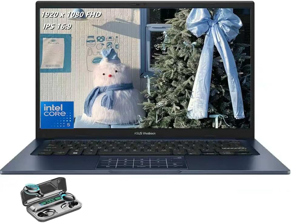 ASUS Notebook Vivobook 14, tela LED IPS 1920 x 1080 (Full HD), Intel i5-120U, Deca-Core, 8 GB de RAM, SSD de 256 GB, HDMI, azul silencioso, Windows 11 Home no modo S, TWE fones de ouvido sem fio