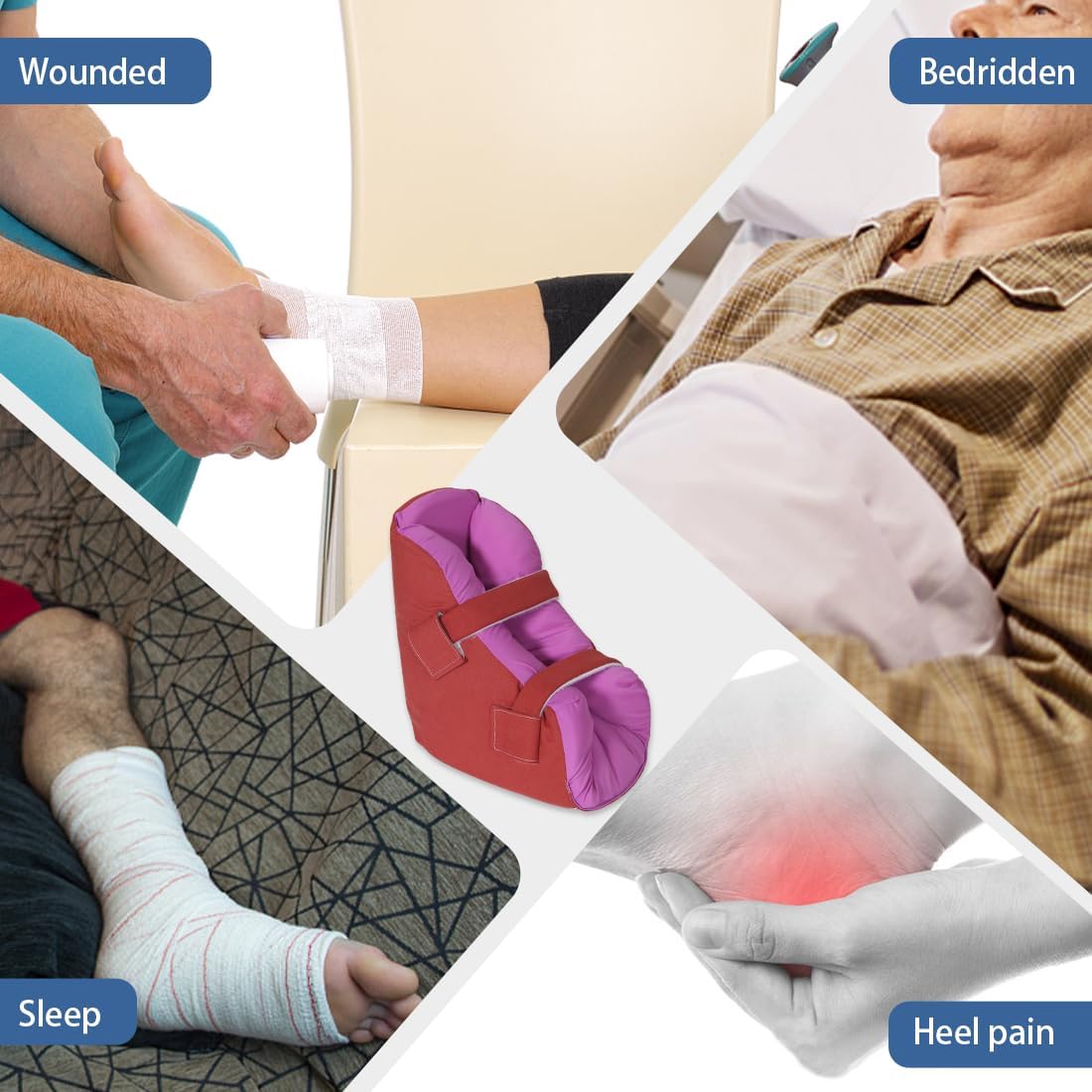 Egg Shell Foam Heel Protector Bed Sore Pillow Cushion for Pressure Sores,Foot Pillow for Bedridden Patients Supplies, Ankle Pillow Heel Protectors for Heel Pain (1 Count-Rustic Red)