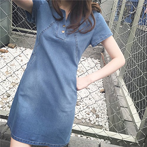 Vestidos jeans femininos ajzdnzvr, vestidos femininos casuais de manga curta, plus size, Azul claro,