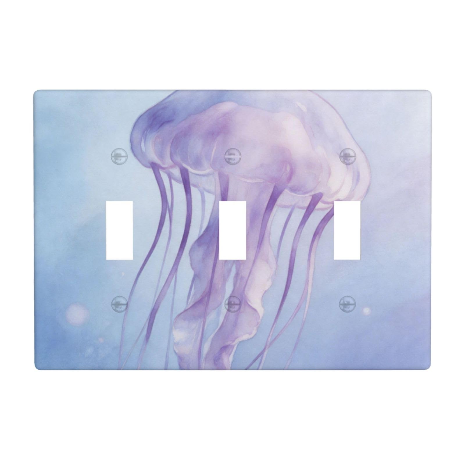 Jellyfish Wash 3 Gang Switch Plate Cover-Unbreakable Polycarbonate Wall Plate, Heat Resistant Toggle Switch Decor for Home