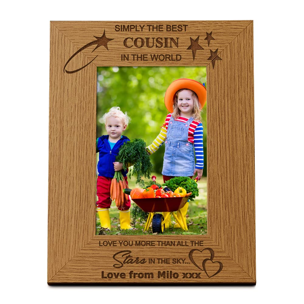 Ukgiftstoreonline No Personalisation Personalised Best Cousin Portrait Wooden Photo Frame Gift (4 X 6 Inch)