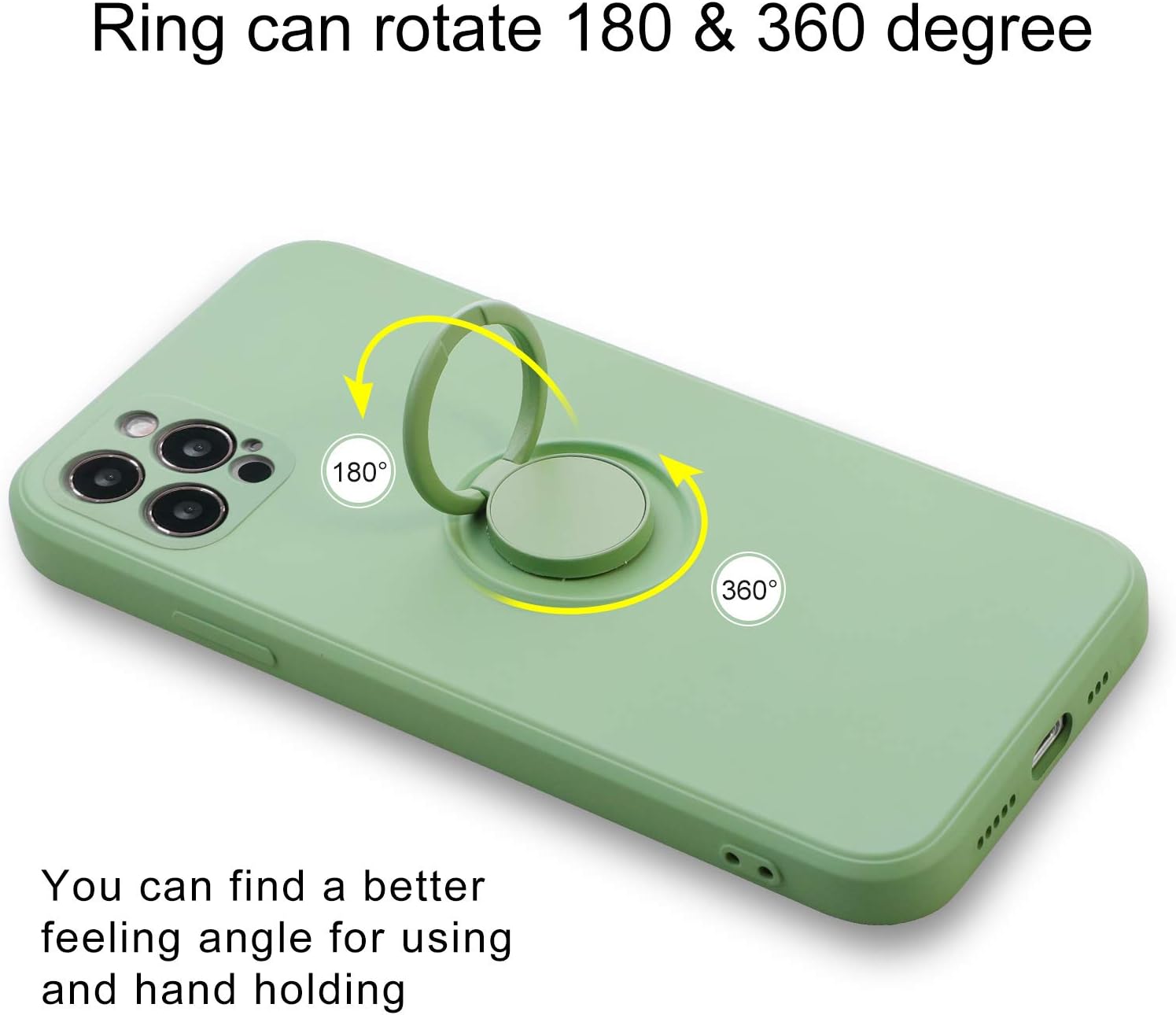 ICONFLANG Compatible with iPhone 12 Pro Case, Cover with 360° Ring Holder Kickstand Compatible with Magnetic Car Mount, Anti-Scratch Shock Absorption 6.1 Inch Protective Case for iPhone 12 Pro Green