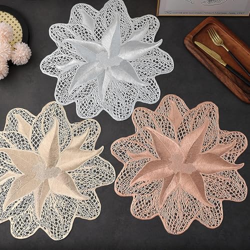 Image of Dakshya Industries Modern Round Floral PVC Table Mat Pack of 1 (Copper)