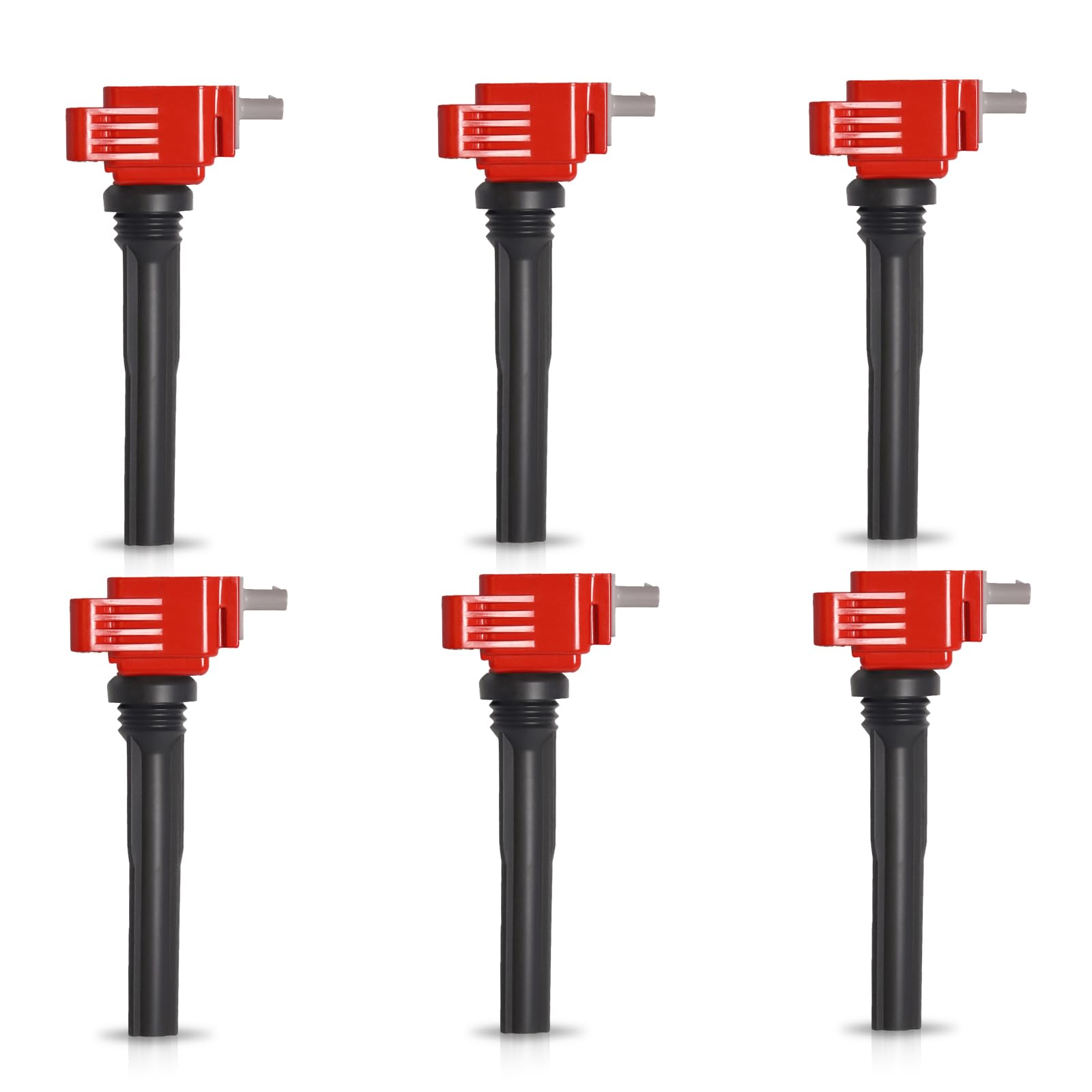 ENA Set of 6 Red Ignition Coil Pack 3.5 Compatible with Lincoln Ford 2017 2018 2019 2020 2021 F150 GT, 2018 2019 2020 2021 Expedition Navigator 3.5L V6 Coils Replacement for UF826 HL3Z12029A 368330