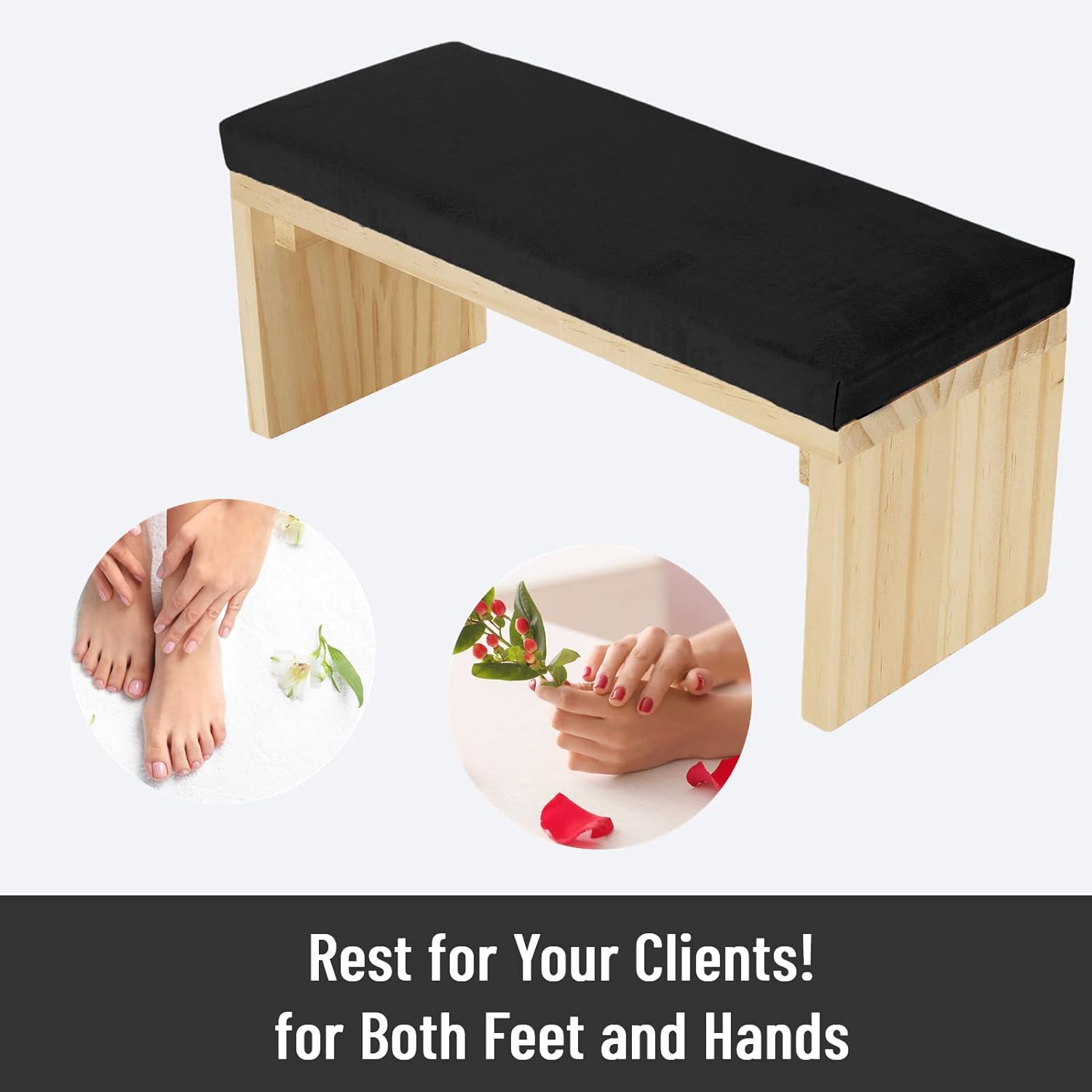 Cryfokt Nail Arm Rest Manicure Table Station for Nail Polish, PU Leather Arm Rest Nail Hand Pillow Mat Soft Wooden Stand Arm Rest Cushion,Nail Art Mat Holder Hand Rest for Nail Salon