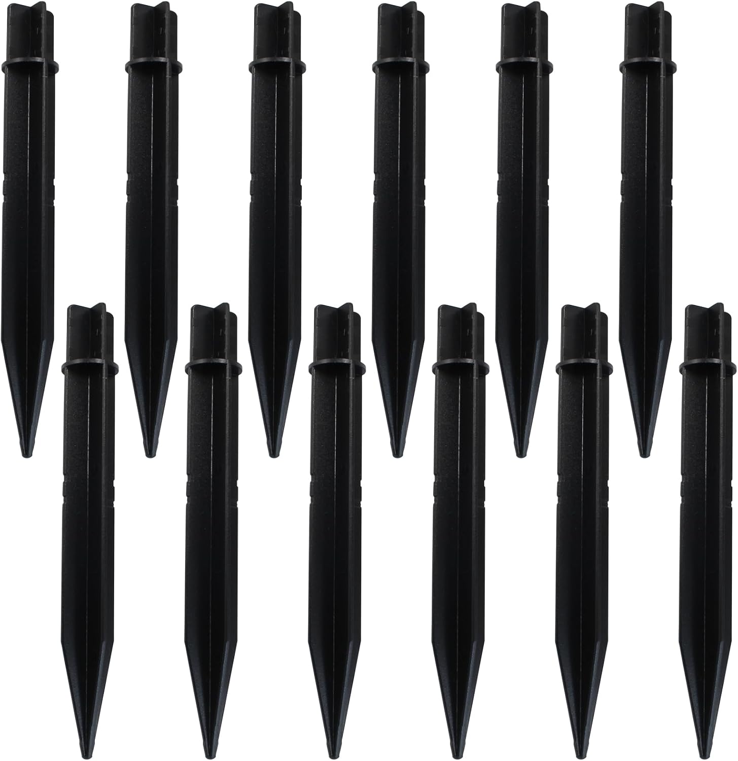 Bonsicoky 12 Pack 8.3 Inch ABS Ground Spikes for Solar Lights - Fits 0.83 Inch Poles - Durable Plastic Stakes for Garden Pathways