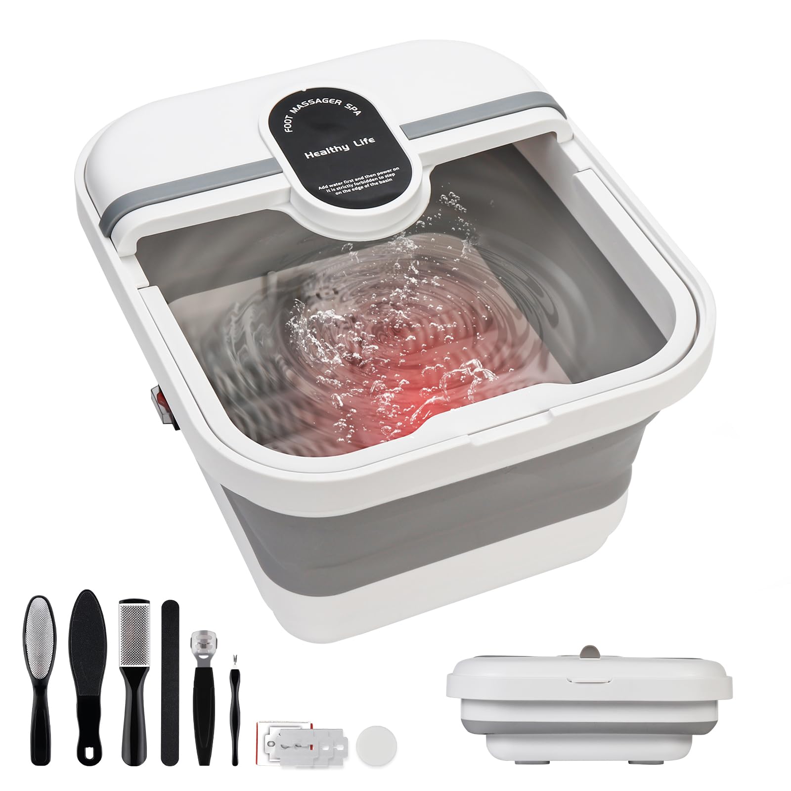 Collapsible Foot Spa Bath Massager with Heat, Bubble A-white