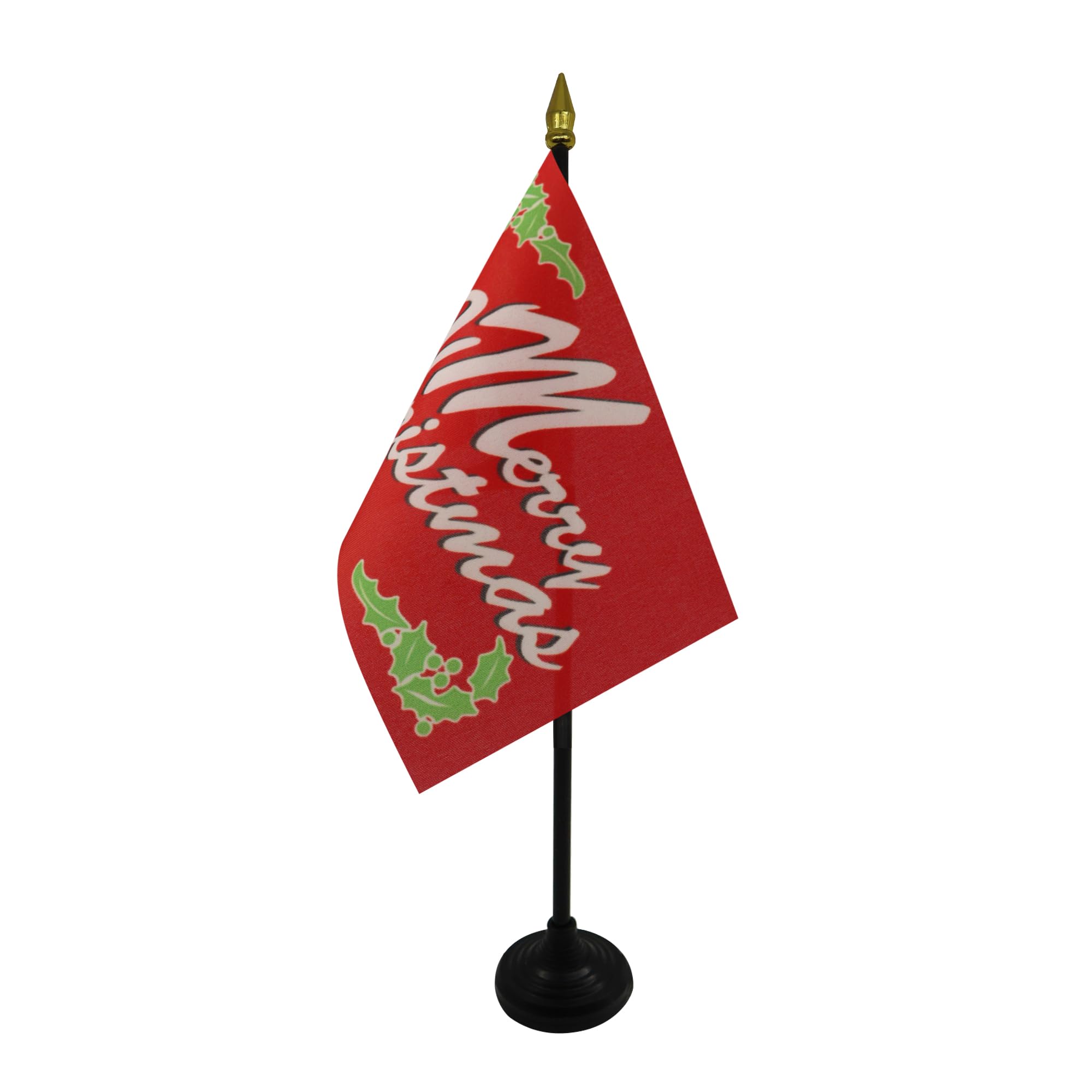 AZ FLAG, Merry Christmas Red Table Flag 4'' x 6'', Merry Christmas Red Mini Desk Flag 100% Polyester 15 x 10 cm