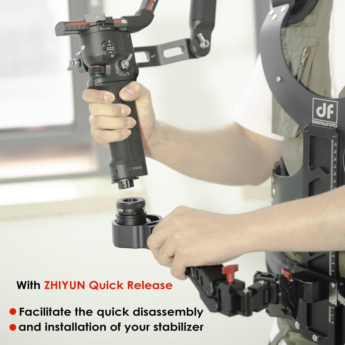 DF DIGITALFOTO Gimbal Support Vest Rig System,Filmmakers Kit Portable SteadyCam Axis Compatible with DJI RS5/RS4/Pro/Mini/RS2/RS 3/Mini,RS 4Mini for Videographer Smoothing Footage 4.4-11 lbs