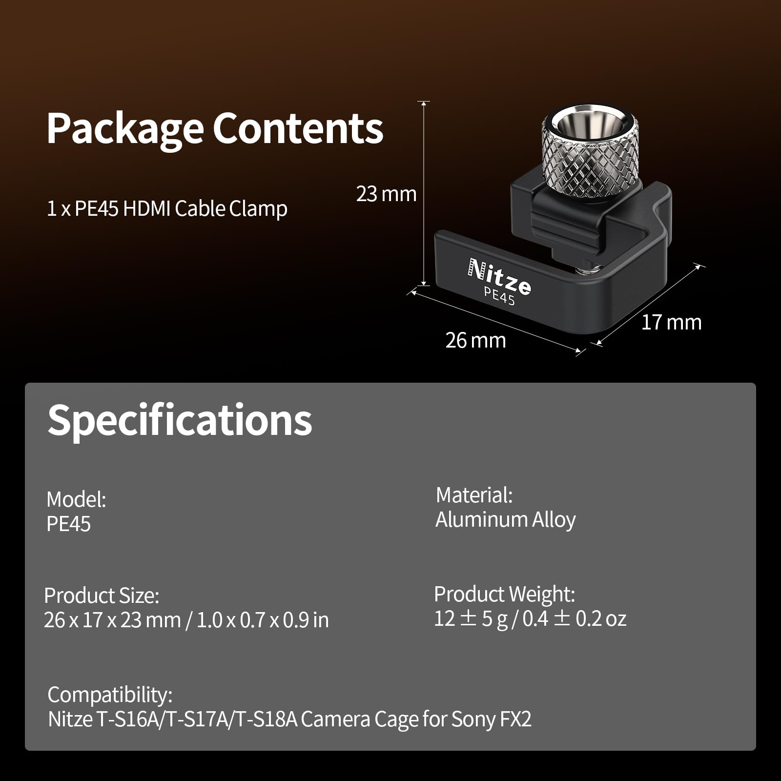 Nitze FX2 Abrazadera para Cable HDMI para Jaula de Cámara FX2 T-S16A / T-S17A / T-S18A - PE45