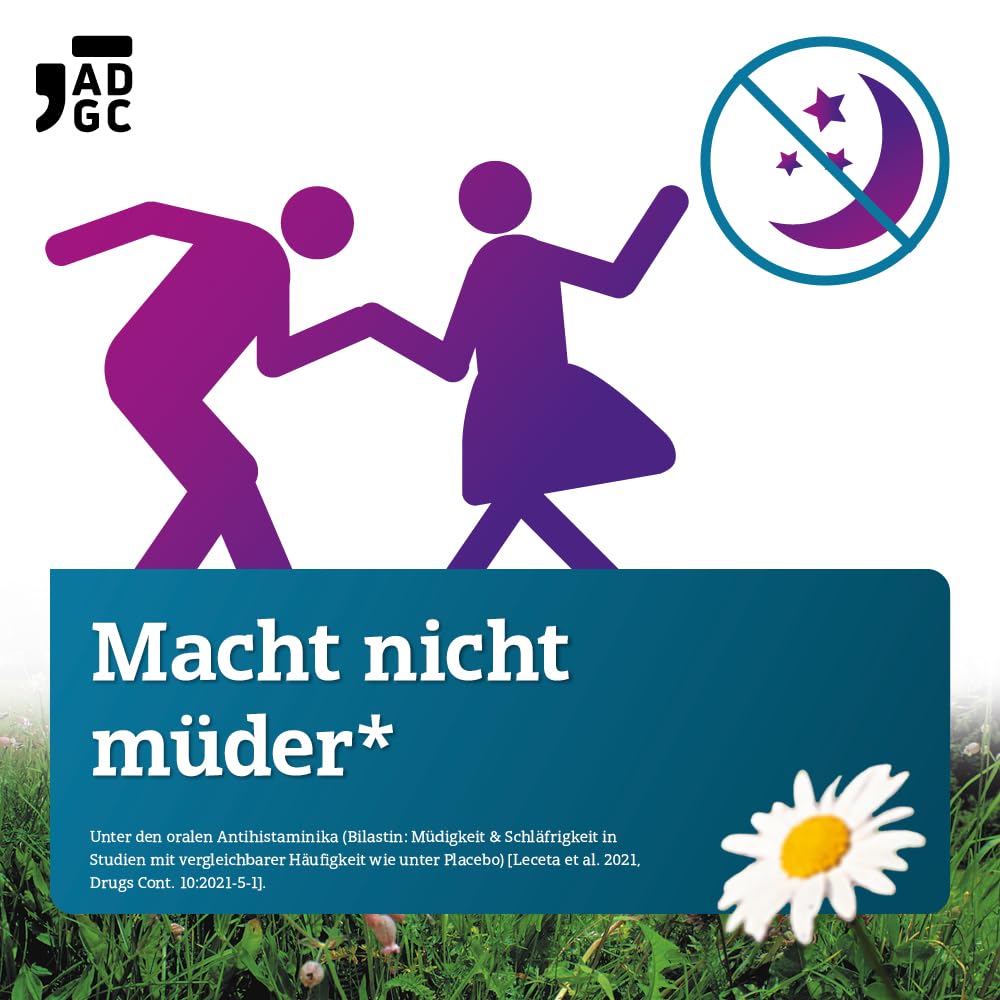 Bilastin ADGC® 3x 100 St - Allergietabletten bei Heuschnupfen - schnell & langanhaltend bis 24 St. wirksam bei allergischem Schnupfen, Nesselsucht(Urtikaria), Juckreiz, Tierhaar- und Hausstauballergie