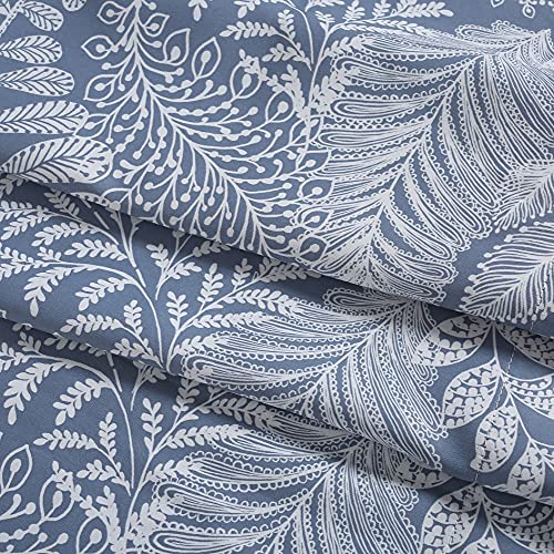 Th3Mys Branch Botanical Leaf Printed Valance Curtains, Room Darkening Thermal Insulated Rod Pocket Window Curtain Valance For Living Room Bedroom Kitchen Valance 52 By 18 Inch Blue #TOP4