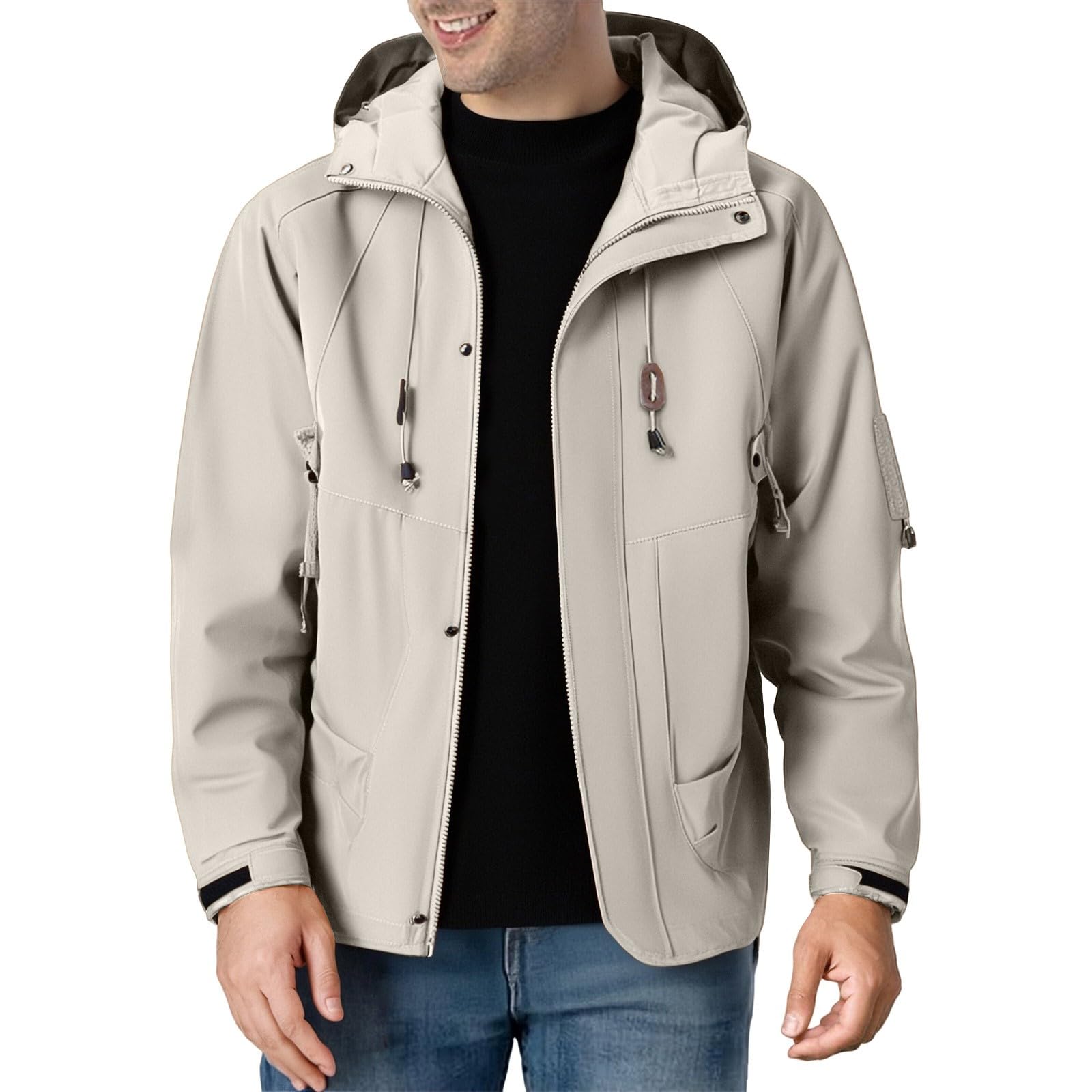 Generisch Chubasquero para hombre, ligeros, ponchos, protección solar, chaqueta para exteriores con chaqueta acolchada ligera para hombre