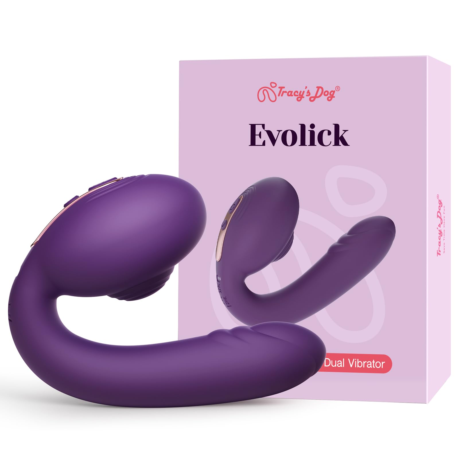 Tracys Dog Clitoral G-Spot Vibrator Dual Stimulation Vibrators with 7 Rotating Licking 10 Come-Hither Modes Dildo Sex Toys