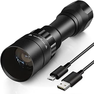 UniqeFire 1605 Upgrade T38 (38mm Lens) Tactical Torch IR 940nm Flashlight USB Rechargeable Port Flashlight Night Vision Zoomable Focus LED Torch 3 Modes Lamp Invisible Hunting Illuminator Light