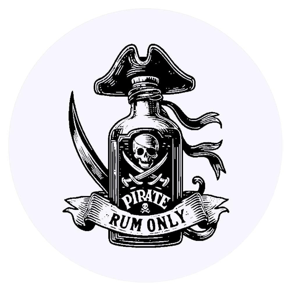 24 x 40mm Round 'Pirate Rum Bottle' Stickers (SK00072034)