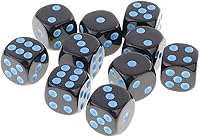 Vista 5 de Juego de 10 dados D6 de seis caras para Dungeons and Dragons RPG MTG Party Board Games Blue Black