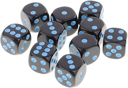 Miniatura 5 de Juego de 10 dados D6 de seis caras para Dungeons and Dragons RPG MTG Party Board Games Blue Black