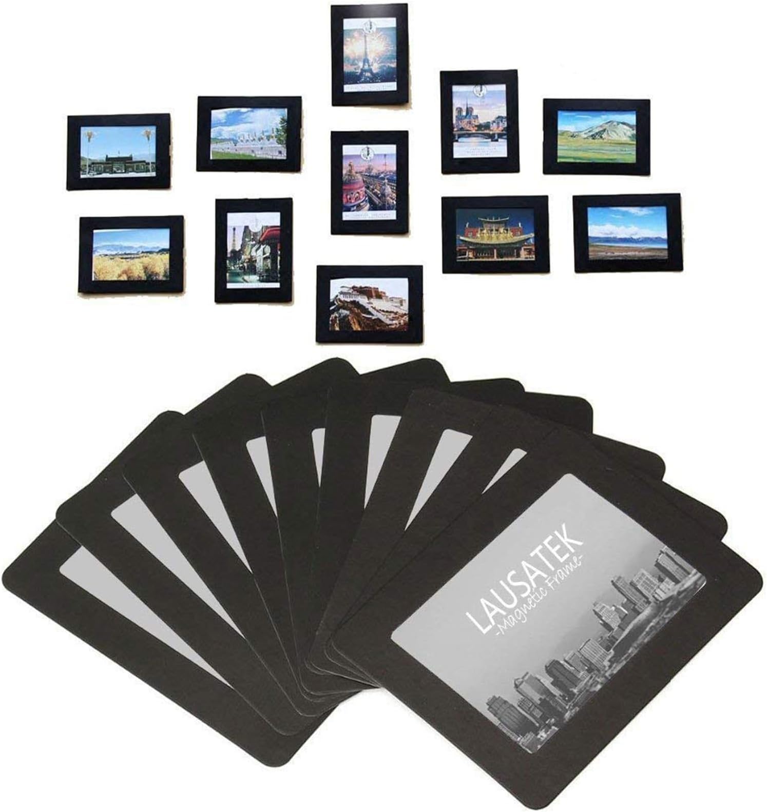 20 Pcs Magnetic Picture Frames for Refrigerator 4x6, 3.5x5, 3x4, 2.5x3.5 Inches Photos Magnetic Photo Sleeves Reusable Magnetic Photo Album, Refrigerator Magnetic Photo Frames, Black