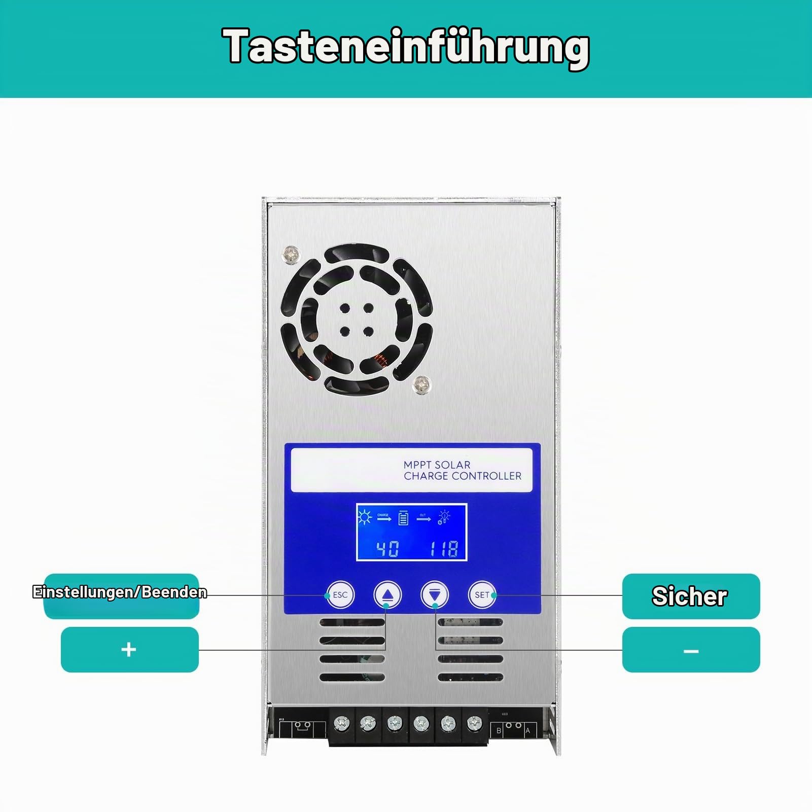 Jadeshay Solar Laderegler 60A MPPT Laderegler 12V/24V/36V/48V Automatische Erkennung PV Solarpanel Regler mit LCD-Hintergrundbeleuchtung