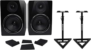 Rockville Pair APM6B 6.5" 2-Way 350 Watt Powered USB Studio Monitors+Stands+Pads