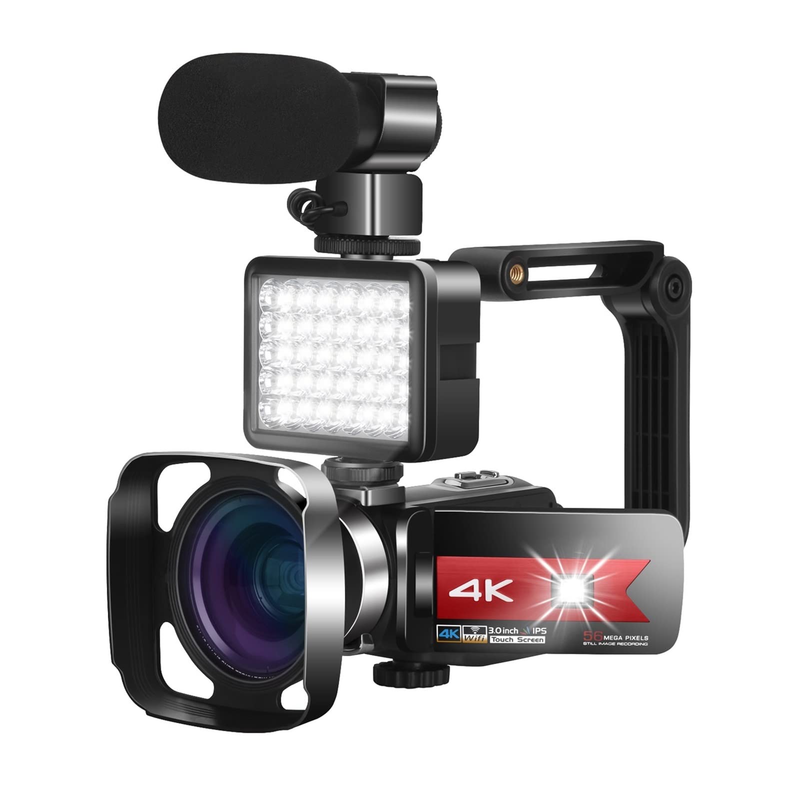 Videocamera digitale registratore, Videocamera videocamera 4K VLOGGING PERSAGGIO for la visione notturna del telecomando WiFi in diretta fotografia Touch Screen scattare foto per riunioni di famiglia,