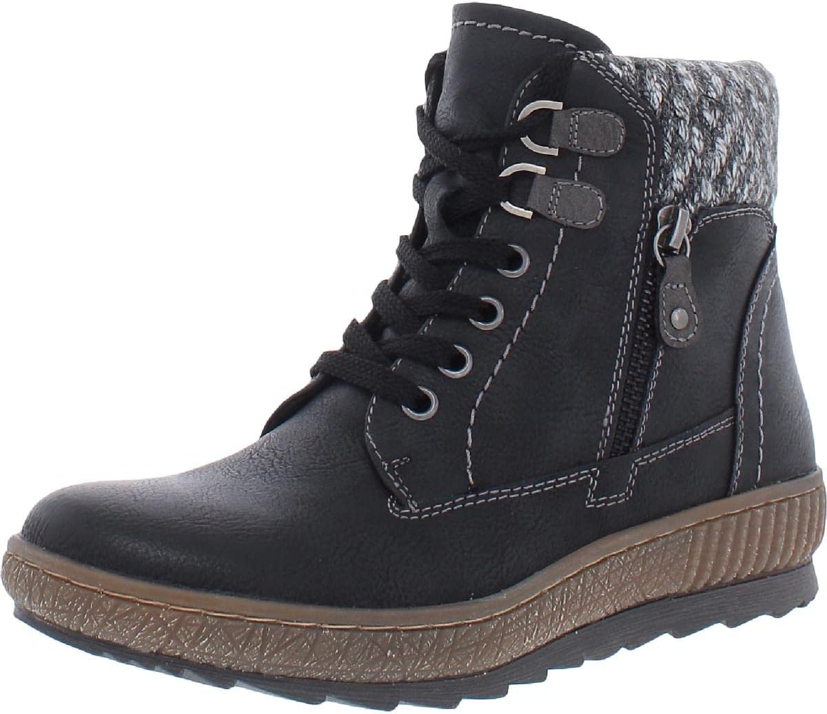 Spring Step Relife Karlene Waterproof Ankle Boots for Women | Shoes for Women with Sweater Top, Decorative Zipper and Cozy Sherpa Lining