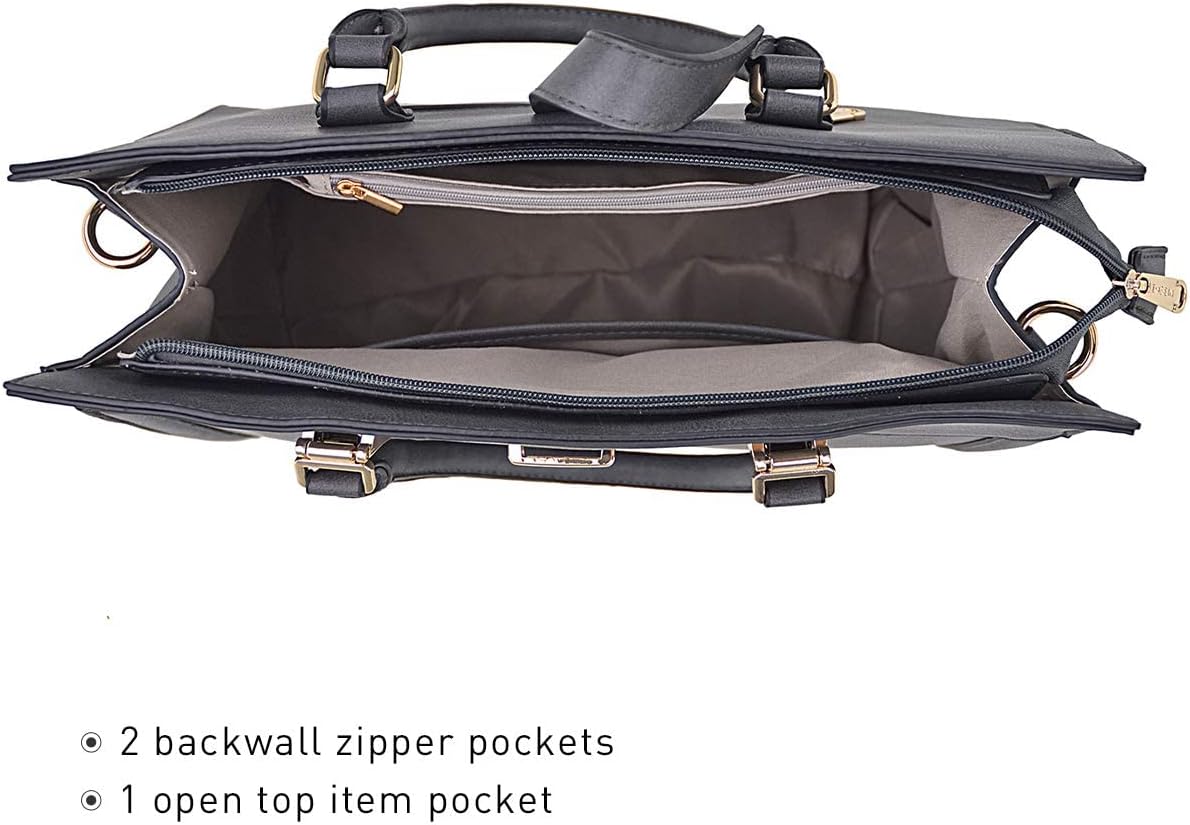 Women's Handbag Flap-over Belt Shoulder Bag Top Handle Tote Satchel Purse Work Bag w/Matching Wristlet - Image 5