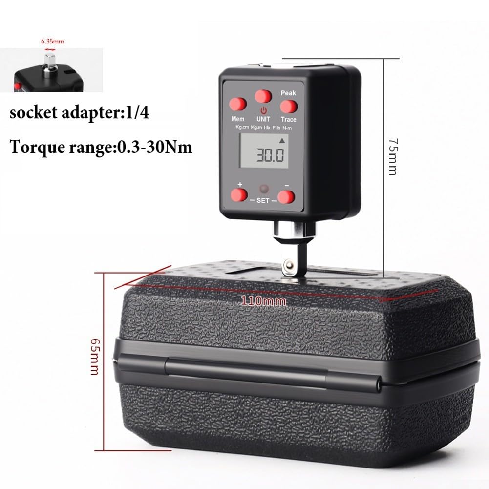 Digitaler Drehmomentschlüssel-Adapter, 1/4, 3/8, 1/2, 3/4 Zoll, robustes Metall, wandelt Ratschenschlüssel in Drehmomentwerkzeug um, 0,3–35 Nm, 1,3–135 Nm, 2–200 Nm, 6–600 N (6,35 mm)